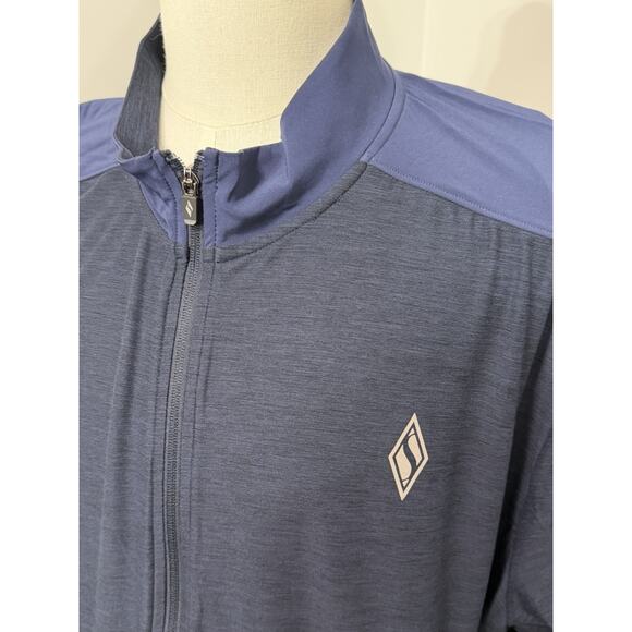 NEW Skechers Jacket Mens 3XL Hoodless Hoodie Full Zip Knit Sweat Mock Neck Navy - Picture 2 of 5